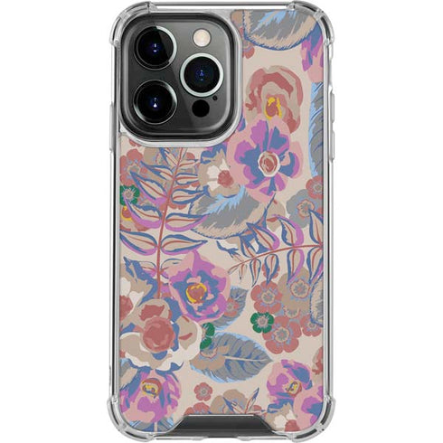 Warm Taupe Floral iPhone 16 Pro Clear Case